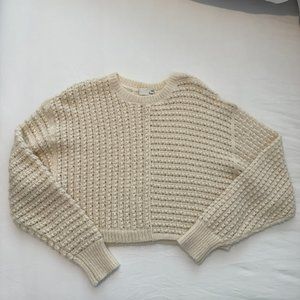 ARITZIA Wilfred Free Fortune Cropped Mohair Fuzzy Crewneck Pullover Sweater